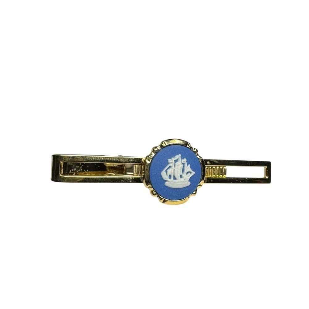 Wedgewood Gold and Blue Nautical Tie Clip